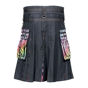 Faldas Kilts Híbridas de Material Sólido - Acrílico y Lana, Corte Regular con Frente Caído, Cintura Imperio, Color Negro, Estilo Casual, Lana Lavada - Product Image 5
