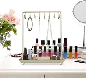 Modern Multi Layer Jewelry Organizer Stand With <b>Grid</b> Hooks Necklace Earring Holder Integrated Tray Efficient Display Rack - Product Image 5