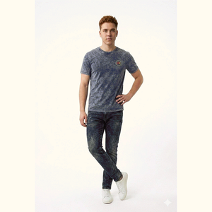 Camiseta de Algodón Sólido para Hombre, Manga Corta, Cuello Redondo, Corte Holgado, Diseño Vintage con Logotipo Impreso con Láser en la Parte Delantera, Antiarrugas, Secado Rápido - Product Image 1