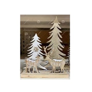 Ornement de Noël en bois 3D style nordique, ours et lapin, découpé au laser, artisanat en bois, décoration de bureau, cadeau de Noël créatif - Product Image 6