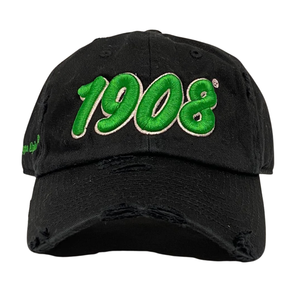 AKA 1908 Black Hat Green Embroidered Letter Baseball <b>Cap</b> Adjustable Cotton Headwear Casual Fashion <b>Vintage</b> Style Hat for Men - Product Image 1