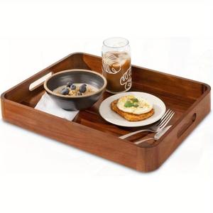 Bandeja Rectangular para Servir de Madera de Acacia |   Bandeja Resistente para Té y Café |   El Mejor Artículo Decorativo para Mesa para Servir Aperitivos - Product Image 6