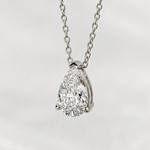Collier pendentif en diamant taille poire en platine, diamant de laboratoire certifié IGI couleur D, bijoux de fiançailles classiques pour femmes - Product Image 1