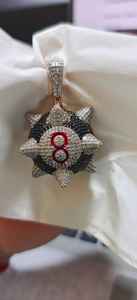 Colgante de Moissanita Hip Hop con diseño de bola de billar número 8, estilo Sport Spike, de Plata 925, con incrustaciones de circonitas, inspirado en Trippiered - Product Image 6