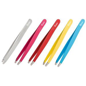 Pinzas para cejas de Punta inclinada recta de acero inoxidable de alta calidad para depilación personalizadas con logotipo - Product Image 5