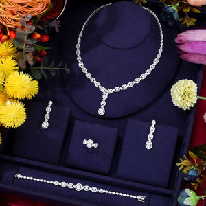 Parure de bijoux en argent 925 tendance pour femme, collier de mariée de luxe brillant avec moissanite cubique, cadeau de mariage - Product Image 4