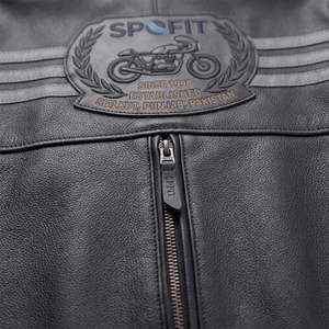 Blouson de moto en peau de mouton pour homme, hiver, épais, chaud, décontracté, vintage, col montant, fermeture éclair, logo personnalisé - Product Image 4