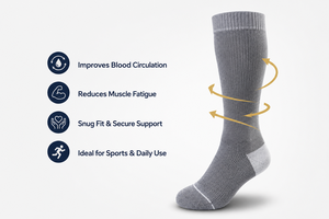 <b>Compression</b> Winter Sports <b>Socks</b> Over-the-Knee Athletic Tubular 20-30mmhg Knitted Body Logo for <b>Running</b> Soccer Training - Product Image 3