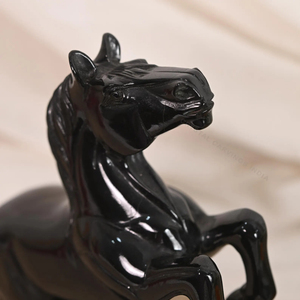 Estatua de Caballo Tallada a Mano en Espinela Negra, Escultura de Garro Grande con Piedras Preciosas, Venta al por Mayor OEM ODM - Product Image 3