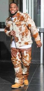 Traje de cuero de vaca auténtico de alta calidad para hombre, chaqueta y pantalones de piel de vaca con pelo, conjunto de cuero de vaca. - Product Image 4