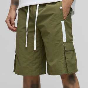 Nouveaux shorts cargo pour hommes confortables et durables avec cordon de serrage, prix de gros, poches latérales à rayures, 100% coton, séchage rapide - Product Image 1