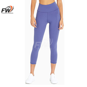 Leggings de sport respirants en spandex/polyester de haute qualité, taille haute avec cordon de serrage, pour femmes, effet push-up. - Product Image 2