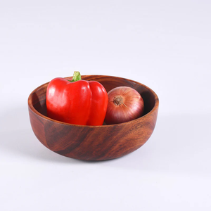 Bol de service rond en bois poli de qualité supérieure pour la maison et les hôtels, idéal pour les salades et la vaisselle de table - Product Image 2