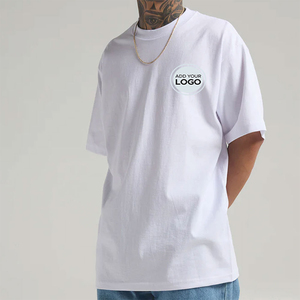 T-shirt surdimensionné à épaules tombantes en tissu épais avec logo personnalisé, 240 GSM, coton peigné, t-shirt pour homme - Product Image 1