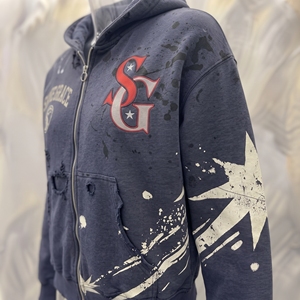 Sweat-shirt à capuche zippé pour homme Snowgrace, style streetwear oversize, imprimé, vêtements d'hiver, coupe classique, coton tricoté - Product Image 2