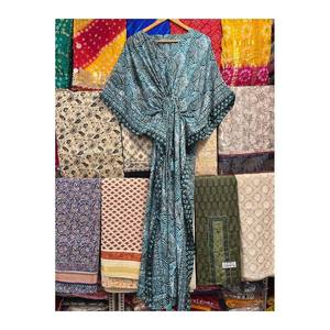 Ethinic Craft Hub - Vestido Kaftan de Seda Vintage de Talla Única para Mujer, Ropa de Playa y de Noche, Traje de Baño de Verano, Estilo Indio - Product Image 2