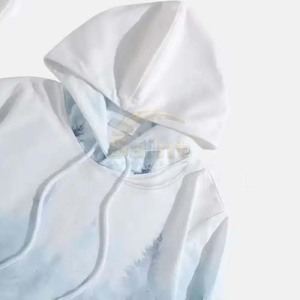 Men's Casual Forest Letter Print Oversized Pullover Hoodie 100% Cotton Blue <b>White</b> Hooded <b>Sweatshirt</b> - Product Image 3