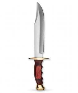 Outil utilitaire d'extérieur à lame fixe personnalisée avec manche en bois de Pakka rouge et garde en laiton - Product Image 1