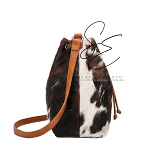 Sac seau vintage en cuir de vachette style cowgirl, sac bandoulière en cuir à poils, sac à main quotidien bohème pour femme - Product Image 4