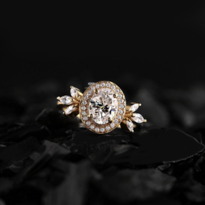 Oval Cut Lab Grown Diamond Halo Engagement Ring With Marquise Side Stones Wedding Ring IGI Certified Bridal Jewelry Supplier - Product Image 1