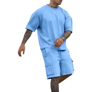 Ensemble d'été personnalisable style vieilli unisexe, t-shirt vintage délavé à l'acide et short pour homme et femme - Product Image 4