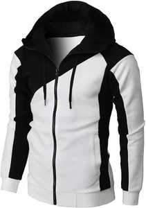 Sweat à capuche homme bicolore contrastant 100% coton molletonné coupe classique avec poche hiver respirant couleurs personnalisables cordons de serrage ajustables - Product Image 2
