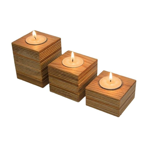 ที่ใส่เทียนทีไลท์ไม้ทำมือสุดหรู พร้อมผิวไม้ขัดเงา หลากหลายชนิดไม้ สำหรับตกแต่งบ้านในวันคริสต์มาส - Product Image 1
