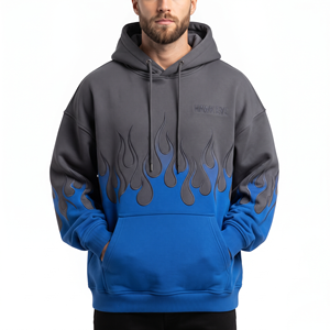 Custom Flame Pattern <b>Men</b> <b>Hoodie</b> Cotton <b>Fleece</b> <b>Oversized</b> Sweatshirt Long Sleeve Pullover Casual Winter <b>Hoodie</b> - Product Image 1