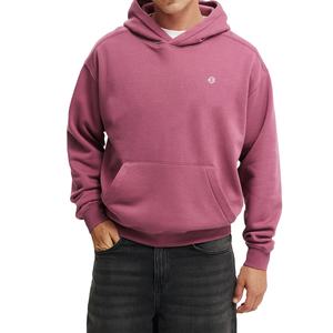Sweat-shirt à capuche en polaire rose poussiéreux pour homme avec appliqué texturé sur la poitrine, sweat-shirt décontracté pour la vente en gros - Product Image 1