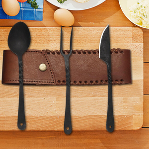 Juego de cubiertos medievales de lujo, utensilios de comedor de acero inoxidable, cuchillo, tenedor y cuchara de inspiración antigua, colección para cocina y restaurante. - Product Image 4