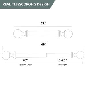 Aste per tende regolabili in acciaio inossidabile da 1 pollice per finestre da 28 a 132 pollici con Design rotondo e staffe per decorazioni per la casa - Product Image 6