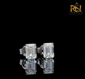ต่างหูเพชรทรงเหลี่ยมมรกต เพชรเพาะเลี้ยง ทองคำแท้ 9K 14K 18K เครื่องประดับชั้นดี ขายส่งจากโรงงาน รับสั่งทำ - Product Image 3