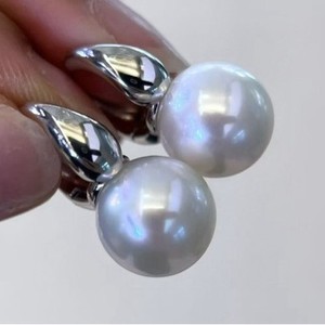 Boucles d'oreilles tendance en or 18 carats avec perle naturelle imperatrice violette de 7 cm, polyvalentes, avec coffret cadeau pour usage personnel - Product Image 2