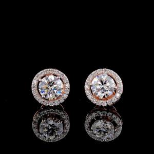 Pendientes de oro rosa de 14 quilates con diamantes cultivados en laboratorio de 2,40 quilates, joyería elegante para fiesta de aniversario de boda, regalo para mujer - Product Image 2