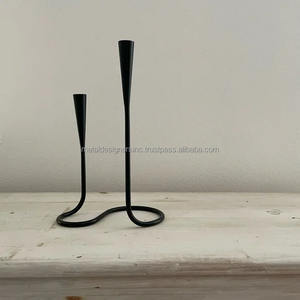 Fabriqué à la main en fer forgé 2 bougeoirs longue poignée conception de tourbillon rustique pour la décoration de Noël à la maison autres présentoirs de bougies - Product Image 3