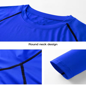 T-shirt de fitness à manches longues pour homme, coupe ajustée, anti-transpiration, très extensible, col rond - Product Image 3