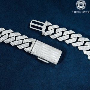 สร้อยคอผู้ชาย Charm Jewells ประดับมอสซาไนต์ทรงบริลเลียนท์คัท  โซ่แบบเชื่อม  ชุบทอง 14K เงินแท้ 925 ประดับมุกน้ำจืด รับรองโดย IGI  ดีไซน์ทันสมัย - Product Image 2