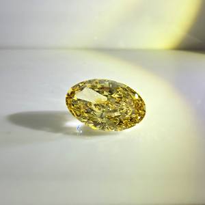 Diamant de laboratoire certifié IGI, 2,5 carats, ovale, taille brillant modifiée, jaune intense fantaisie, VS1, diamant non monté - Product Image 1