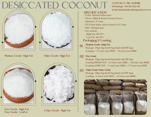 Collation Keto Végétalienne : Flocons de Noix de Coco Séchés, Riche en Gras (65%) et Faible en Gras (35%), Fin et Moyen, pour Pâtisserie, 10kg, 25kg, Usine Vietnamienne - Product Image 4