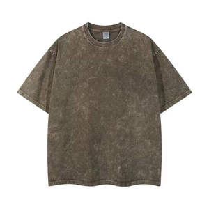 Camiseta de algodón pesado para hombre, lavado ácido, estilo vintage, oversize, cuello redondo, manga corta, venta al por mayor, logotipo personalizado, ropa urbana - Product Image 3