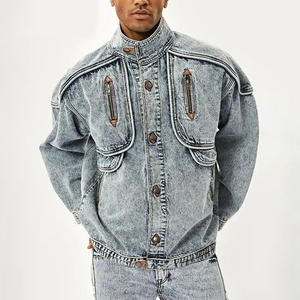 Wholesale Custom OEM Mens Jean <b>Jacket</b> Faded Effect <b>Denim</b> Cotton Coat Oversized Vintage Washed <b>Denim</b> <b>Jacket</b> - Product Image 2