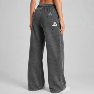 High Quality 100% Cotton Fleece High Street Style Wide Bottom Cargo Trousers Elastic Waist Custom Embroidery Logo Fashionable - Product Image 6