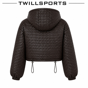 High Quality Women's Genuine Leather <b>Jacket</b> Resilient Material Quilted PU Leather Hooded <b>Jacket</b> Short Puff Sleeve Stylish <b>Jacket</b> - Product Image 2