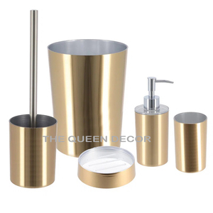 Rustic Proof Stainless Steel Metal Five Piece <b>Set</b> Golden Antique Finished <b>Bathroom</b> <b>Set</b> <b>Bathroom</b> <b>Accessory</b> Hotel and Resorts - Product Image 1