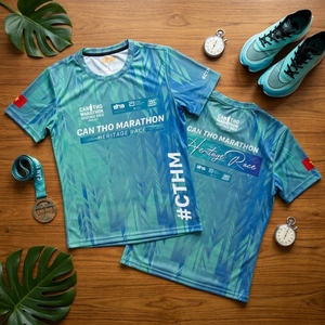 T-shirt de course Marathon Can Tho Heritage, personnalisé par sublimation, respirant, pour événements sportifs, fournisseur de vêtements de sport - Product Image 4