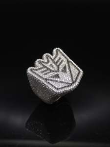 Custom Black White Deception <b>Ring</b> 925 Silver Round Lab Grown Diamond Iced Out Hip Hop <b>Statement</b> <b>Ring</b> Pass Diamond VVS1 Jewelry - Product Image 3
