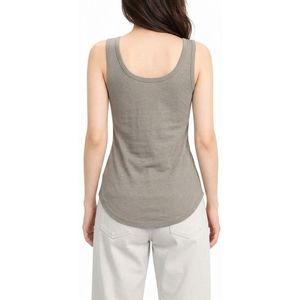 Débardeur personnalisé gris chiné mélangé, col rond, en mélange de coton, ourlet incurvé, extensible, respirant, hauts décontractés de première qualité - Product Image 1