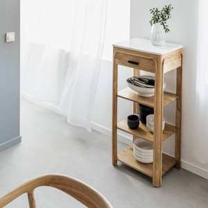 Consola Vandana Elara Nimbus con cajón en madera de acacia y mármol Emyr - Product Image 3