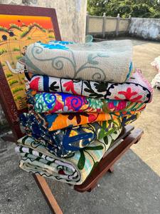 Vintage Suzani Kantha Quilt | Hand Stitched Eco-Friendly Cotton <b>Throws</b> | Boho <b>Patchwork</b> Blankets | Reversible Indian Textile | - Product Image 5
