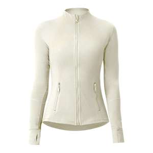 Chaqueta de yoga ecológica personalizada con cremallera completa, manga larga, top deportivo para mujer con orificios para los pulgares, transpirable, de secado rápido, antiestática, frontal - Product Image 2